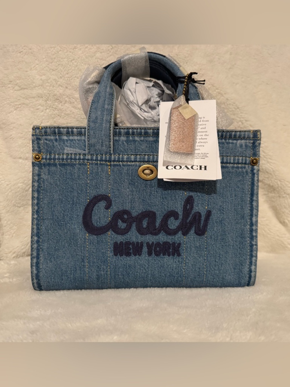Coach NWT Denim Cargo Tote 26